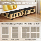 Gashell 2 Pack Bamboo Under Bed Storage with Wheels, 39”x20”x7.8” Lager Under Bed Storage Containers (Natural) - color: Natural