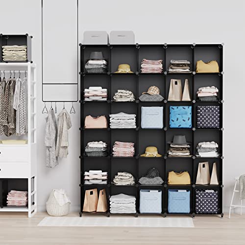 HOMIDEC Closet Organizers and Storage, 16 Cube Storage Organizer, Closet Organizer Bookshelf Cubes Shelves for Clothes, Bedroom, Kids Room, Bathroom, Wardrobe, Garment Racks, Black - color: Black, size: X-Large
