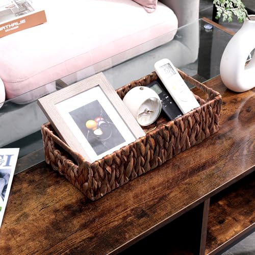 Handwoven Wicker Storage Basket-Hyacinth Material,Toilet Paper Holders with Handles,Storage Baskets for Organizing Living Room,Bedroom,Closet
