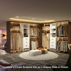 8FT Closet System, 96'' Closet Organizer System with 3 Hanging Rods, Wall Mount Bedroom Wardrobe with 3 Drawers Walk-in Closet, Adjustable Cloth Garment Rack from 5 to 8FT (Cut to Fit), White - color: White