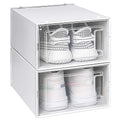 OnDisplay Clik Stackable Interlocking Shoe Box System (Standard White/White, Set of 2) - color: Standard White/White, size: Set of 2