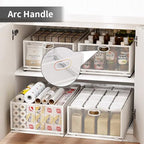 Sliding Cabinet Basket Organizer Drawer Self Adhesive Slide out Pantry Shelves Heavy Duty Carbon Steel Slide Cabinet Storage Basket with Handle for Bathroom Kitchen Home - size: Extended Medium