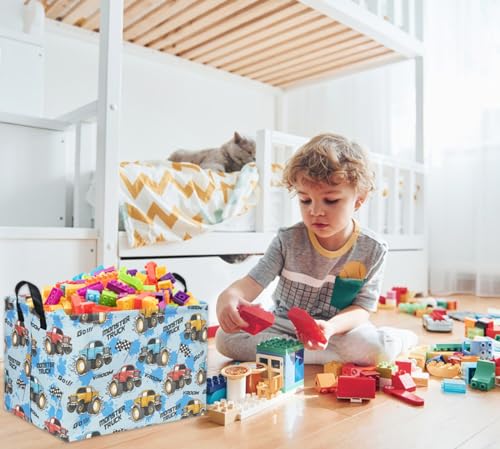 HIYAGON Rectangular Monster Truck Basket for Kids Baby Basket for Boys and Girls Cute Toy Storage Organizer Bin Box Truck Room Decor(Monster Truck) - color: Monster Truck