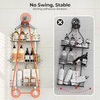 Orimade Aluminum Hanging Shower Caddy Over Head, Adjustable Anti-Slip Bathroom Shelves with Hooks, Rustproof Shower Organizer Storage Rack, Silver 3 Tier - color: Polished Silver - 3 Tier