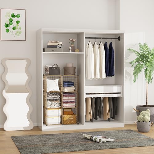 C&AHOME Wire Cube Storage, 6 - Cube Organizer Metal C Grids, Modular Shelves Units, Closet Organizer, Ideal for Home, Office, Living Room, 36.6”L x 12.4”W 36.6”H, Brown UWCS3006R - color: Brown, size: 6 Cube