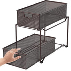 Deco Brothers 2 Tier Bathroom Storage Organizer with Pull-Out Drawer, Bronze - color: Bronze
