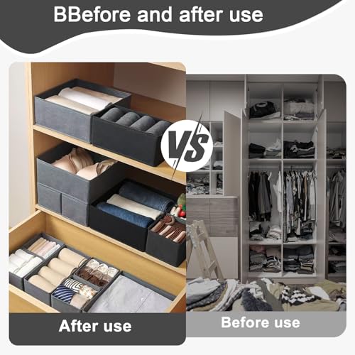 1 Pcs Drawer Organizer Storage Box for Underwear Socks Closet Divider for Wardrobe Dresser Vanity Space Saving Use(Black) - color: Black-1, size: Medium