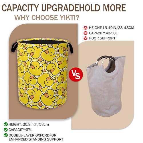 Collapsible Laundry Basket,Yellow Ducks Dirty Clothes Hamper,Cute Cartoon Animal Hampers for Bedroom Waterproof Oxford Cloth Storage Organizer for Bathroom,Nursery,Dorm,16x20 Inch - color: Yellow Ducks