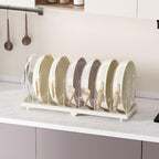 Foldable Pots and Pans Organizer Under Cabinet, 8 Adjustable Stainless Steel Dividers,28.5" L x 9.1" W x 9.9" H Expanded, Folds Flat, Heavy Duty Kitchen Cabinet Organizer with Lid Holder
