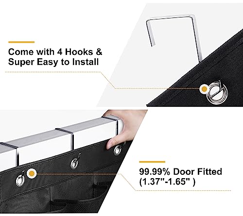 MISSLO 35 Large Pockets Over the Door Shoe Rack for Door Sturdy Oxford Over the Door Shoe Organizer Closet Hanging Shoe Holder Hanger - color: Black, size: 24.5x68.5
