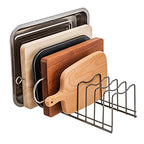 Pot Lid Organizer, Pot Lid Rack Holder, Rest Cutting Board, Bakeware, Pots & Pans, Serving Trays, Reusable Containers in Cabinet Pantry, Stainless Steel - color: Satin Nickel