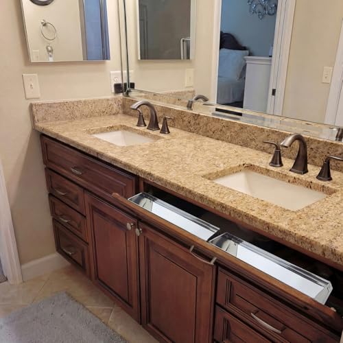 2 Set 25 Inch Stainless Steel Sink Drawer Tip Out Tray Kit Include Tip-Out Sink Trays and Hinges Large Pull Out Storage Organizer for Kitchen Bathroom Base Cabinets - size: 25 Inch