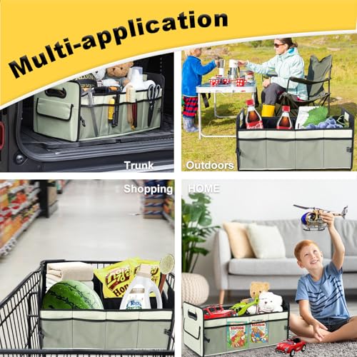 JiatuA Car Trunk Organizer, Car Organizers and Storage Collapsible Multi Compartment Container Box, Adjustable Car Accessories for SUV Sedan Truck, Standard Size, Light Green - color: Light Green, size: Standard