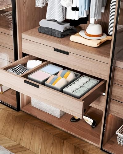 DIMJ Drawer Organizer Clothes Storage - 16 Pack Baby Dresser Organizer for Nursery, Foldable Drawer Dividers for Bedroom Closet Organization, Fabric Storage Bins for Socks, Underwears, Bras - color: Light Gray