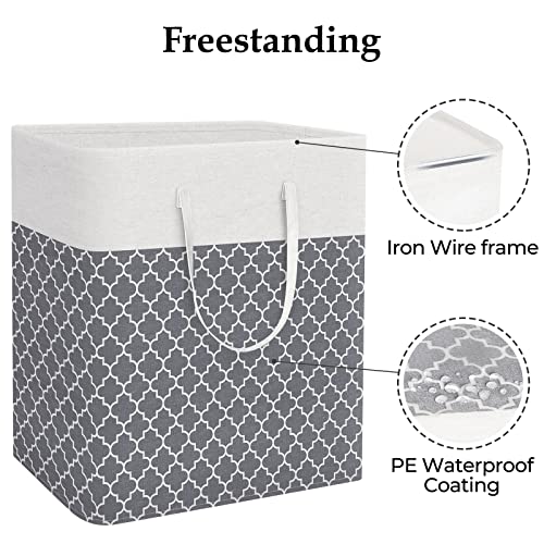 StorageRight Laundry Basket Hamper Large Collapsible Laundry Hamper with Easy Carry Handles，Freestanding Clothes Hampers for Laundry, Bedroom, Dorm, Clothes, Towels, 100L, Clover Grey - color: Clover Grey, size: 100L