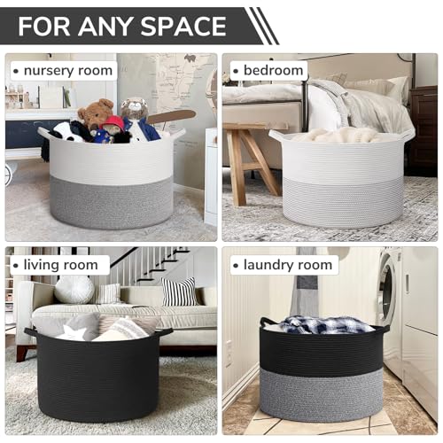 INDRESSME 115L Extra Large Black Blanket Basket, Dog Toy Bin Shoe Baskets Toy Box Organizer for Kids Decorative Laundry Basket for Home & Living Room, Black - color: Black, size: 23.6"D x 15.7"H