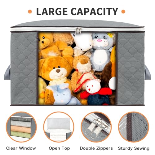 combocube 6 Pack Closet Organizers and Storage Containers, Clothes Storage Bins, Storage Bags with Large Clear Window & Handles for Comforter, Pillow, Quilt, Bedding, Clothes - color: Gray, Clear (6-Pack), size: Small