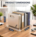 ERAYA Clear Acrylic File Organizer with Handles, Portable Hanging File Box for Letter/A4 Documents 8.5"x11", Sleek Desktop Storage for Office, Home, Study, Magazines, Notebooks, and School Supplies