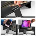 Simple Houseware Desk Dual Monitor Stand Riser with Pull-Out Drawers, Black