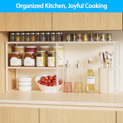 Golener Countertop Organizer Corner Shelf, 2 Tier Adjustable Stackable Corner Shelves for Kitchen, Bathroom, Spice Rack, Coffee Bar, Over Sink, Dresser Table, Corner Counter Shelf Stand, Natural Beige - color: Natural Beige, size: Large Modern