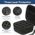 9 Slots Peptide Case, Insulin Vial Protector Fridge Holder Storage Case for Diabetics Standard 10ml U-100 Vials, Insulin Vial Organizer Bag Insulin Carrying Case with Wrist Strap (Black)