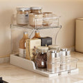 Jsyrjing Pull Out 2 Tier Organizer for Kitchen Bathroom and Cabinet Storage Rotating Pantry Rack Under Sink Organizer Clear and Durable Design 1 Pack - size: 1 Pack