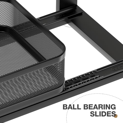 2 Pack 18.5IN-Depth Under Sink Organizer With Next-Gen Ball-Bearing Slides,2-Tier Precision Mesh Pull Out Cabinet Storage for Bathroom&Kitchen,Height Adjustable Drawers Shelf,Anti-rust-Black - color: Black, size: 2 Pack-18.5"Dx12.4"-16.5"H