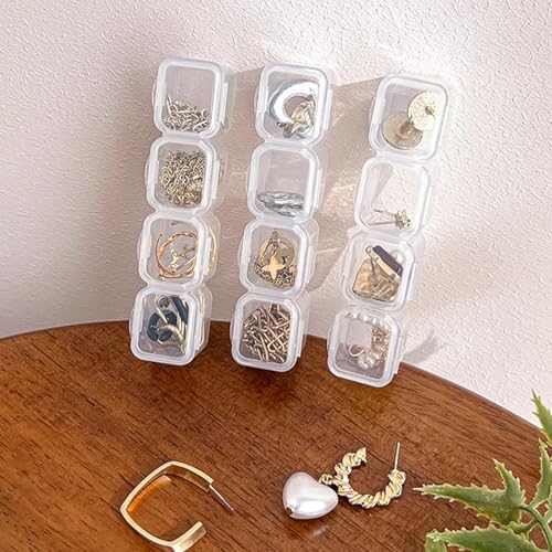 1set Detachable Compartment Jewelry Storage Box Jewelry Divided Into 28/56 Transparent Boxes Nail Art Storage Tools (28 grids,17.5 * 10 * 2.5cm) - color: 28 grids,17.5*10*2.5cm