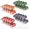 Simple Houseware 4-Pack Auto-Rolling Beverage Can Organizer for Fridge, Clear Front-Loading Soda Dispenser with Smooth Glide Design, Space-Saving Refrigerator Storage Bins - size: 4 Pack
