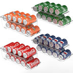 Simple Houseware 4-Pack Auto-Rolling Beverage Can Organizer for Fridge, Clear Front-Loading Soda Dispenser with Smooth Glide Design, Space-Saving Refrigerator Storage Bins - size: 4 Pack