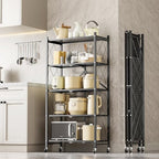 Simple Deluxe 5-Tier Folding Storage Shelves, 27.95" W x 14.96" D x 63.78" H Foldable Shelving Unit, 1250 Lbs Loading Capacity, Black - color: Black, size: 5-Tier, 28"W x 15"D x 64"H