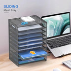 OUTWOLF 10 Tier Paper Organizer - Letter Tray Mesh Desk File Organizer with Handles for Office School Desktop, Black - color: Black