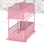 Simple Houseware 2 Tier Sliding Cabinet Basket Organizer Drawer, Pink - color: Pink, size: 1-Pack