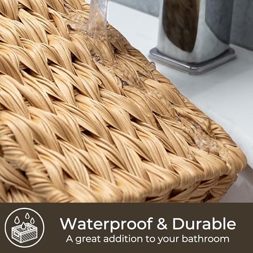 GRANNY SAYS Wicker Storage Basket for Shelves, Large Wicker Basket with Handles, Trapezoid Woven Baskets for Storage, Decorative Baskets for Home Decor, Natural - color: Natural, size: 10¾"D x 15"W x 7¼"H
