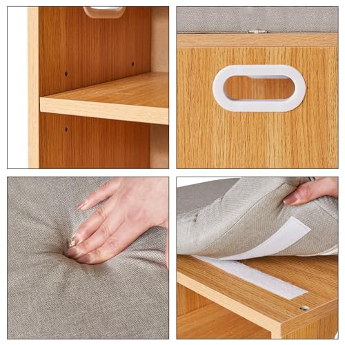 YMYNY Shoe Storage Bench with Cushion, 2 Tier Shoe Rack with Padded Seat, Adjustable Shoe Organizer Cabinet for Entryway, Living Room, Hallway, Closet, Bedroom, 15.4L*11W*16.54H, Natural, UHBD028N - color: Natural