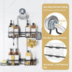 KEGII Shower Caddy Hanging for Handheld Showerheads, Rustproof Hanging Shower Organizer with Soap Dish, Toothbrush Holder and Hooks, Over Showerhead Caddy for Bathroom - style: Black – 2-Tier Hanging Shower Caddy