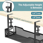 2Pack Under Desk Cable Management Tray, No Drill Mesh Desk Cable Tray, Wire Management Tray Cable Management Rack, Wire Organizer and Cable Management Box (Black) - color: 2Pack-Black (15.3''+15.7'')