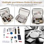 KaAutoler Portable makeup box with Lock, Large Capacity Travel Makeup Case Organizer, Makeup Bags for Girls Traveling With Handle and Divider Makeup Bag (off-white) - color: off-white
