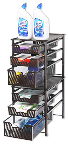 Simple Houseware Stackable 3 Tier Sliding Basket Organizer Drawer, Bronze - color: Bronze, size: 3-Tier