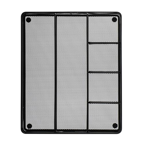 Annova Desk Top Organizer Tray for Office Organization - Metal Mesh - Storage Tray with Dividers for Pens, Desktop Accessories, Bathroom, Kitchen, Makeup and Office Supplies (Large, Black) - color: Black, size: Large