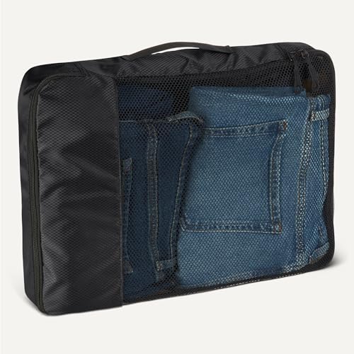 Amazon Essentials 4-Piece Packing Cubes Travel Accessories Set, Luggage Organizer with Double Zipper, Mesh Top, Space-Saving, Large, Black (Previously Amazon Basics) - color: Black, size: 4 x Large