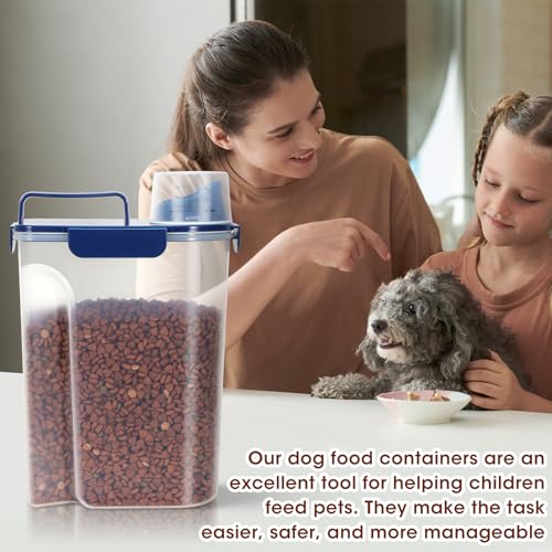 TBMax Large Cat Food Storage Container, Portable Dog Food Container with Upgraded Large Spout and Cup, Travel Pet Food Storage Dispenser for Kibble Storage, Bird Seed Container - Dark Blue - color: Dark Blue, size: 6 Qt