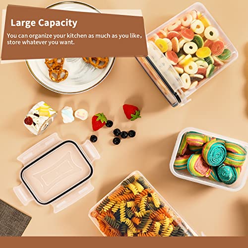 PRAKI Airtight Food Storage Containers Set, 16 Pcs BPA Free Plastic Dry Food Canisters for Kitchen Pantry Organization and Storage Ideal for Cereal, Flour & Sugar - Labels, Marker(Black) - color: Black