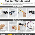 5 Racks and 4 Hooks Mop and Broom Holder Wall Mount, SUS304 Heavy Duty Broom Organizer Storage Tool Racks, Self Adhesive Solid Non-slip Tool Hangers for Home Kitchen Garden Laundry Garage - color: 5 Racks & 4 Hooks (Silver) - 1 Pack