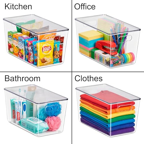 Sorbus Clear Storage Bins with Lids, 10 Pack X-Large Organization Bins with Handles – Clear Stackable Storage Containers for Storage, Pantry, Fridge, Cabinet, Closet & Kitchen Organization – BPA-Free - color: 10 Pack, size: X-Large, style: With Lid