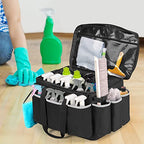 HODRANT Extra-Large Cleaning Caddy with EVA Hard Bottom, High Capacity Cleaning Supplies Organizer for Housekeeping & Home Work, Cleaner Tools Tote Bag with Shoulder Strap, Patent Design