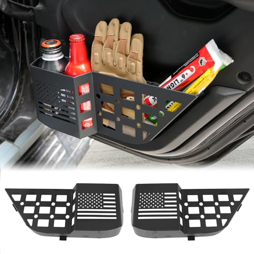 MAIKER Metal Rear Door Storage Box Compatible with 2018-2025 Jeep Wrangler JL JLU 4XE & 2020-2025 Gladiator JT, Insert Organizer Box Pockets for Replace Sagging Nets, 2PCS(Black) - size: JL/JT Rear