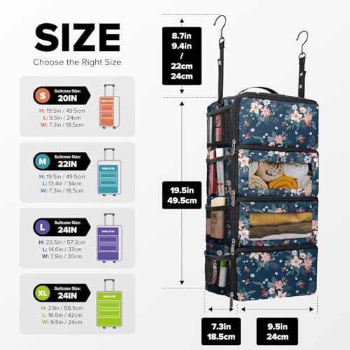 Suitcase Organizer, Travel Luggage Organizer Hanging Shelves Packing Cube Closet/Collapsible Portable Travel Organizer for Carry-on - color: Berry-S-4 Tier, size: Small