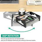 CABTE Desk Cup Holder with Drawer Organizer, Anti-Spill Clip-On Table Cup Hook with 360° Rotation Hidden Storage Box for Office Home Gaming Table (Black) - color: Black