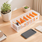 Klmnop 2 Pack Cable Organizer Box with 20 Wire Ties 30 Cable Labels, Clear Plastic Cord Storage Box with Lid, Phone Charger Organizer for Home Office Desk Drawer(Clear)
